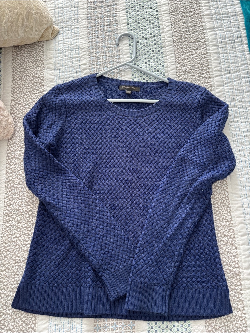 Banana Republic Royal Blue Textured Crewneck Sweater